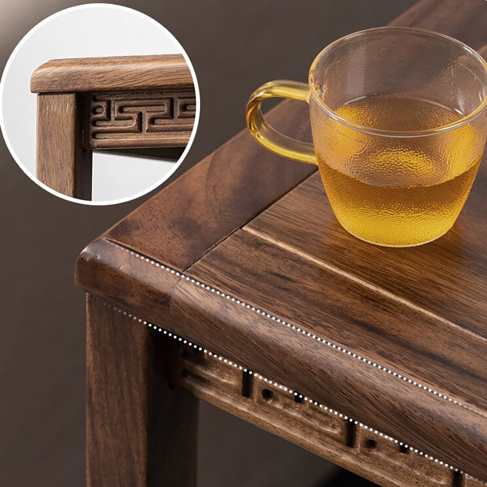 Walnut Tea Cart Movable with Storage & 360° Casters