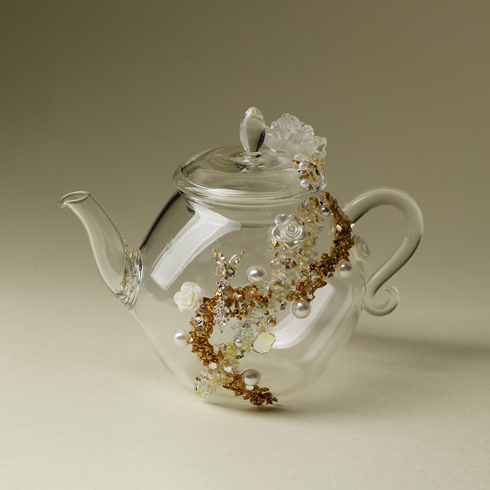 Glass Teapot Borosilicate Crystal Rose Floral | 200ml