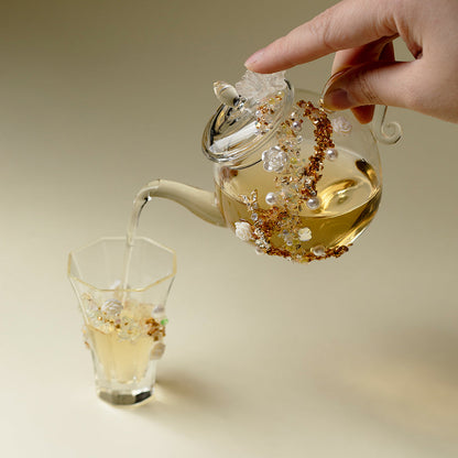 Glass Teapot Borosilicate Crystal Rose Floral | 200ml