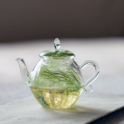 Glass Teapot Borosilicate Floral Dragonfly 175ml Clear