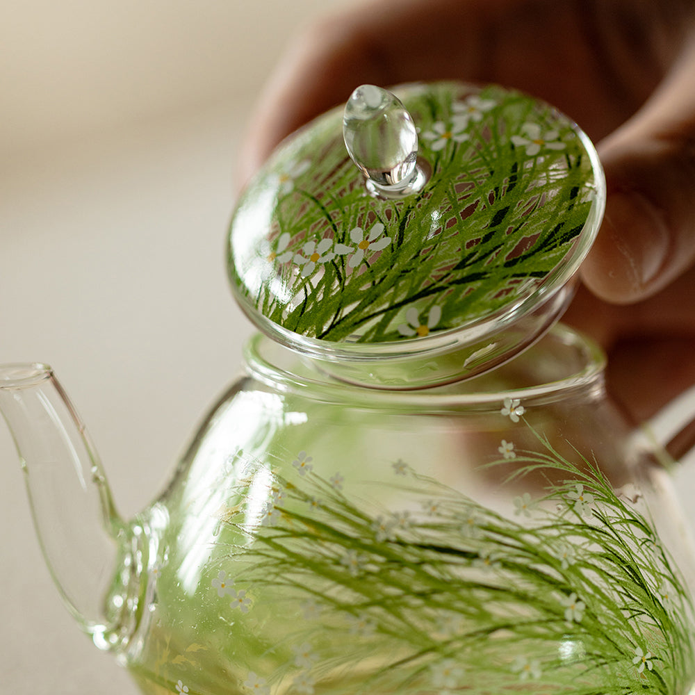 Glass Teapot Borosilicate Floral Dragonfly 175ml Clear