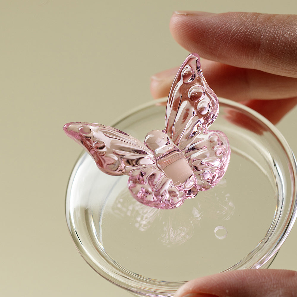 Glass Teapot Pink Butterfly Hydrangea Borosilicate 200ml