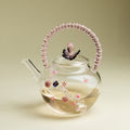 Glass Teapot Borosilicate Pink Rose Butterfly Crystal 150ml