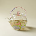 Glass Teapot Pink Hydrangea Borosilicate Floral 270ml