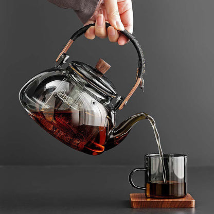Glass Teapot with Steam Infuser – Borosilicate Grey Tea Kettle | Loose Leaf & Flower Tea, 1000ml