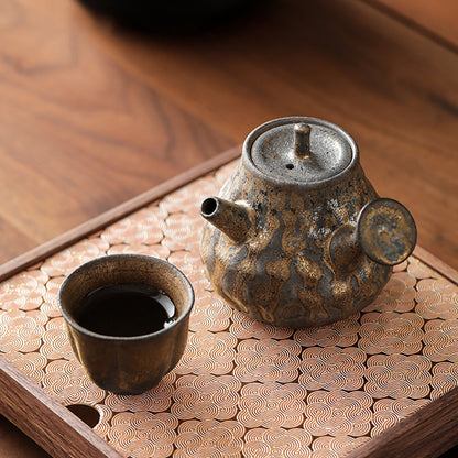 Coarse Pottery Teapot Japanese Hammered Wabi-Sabi 200ml Pear