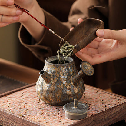 Coarse Pottery Teapot Japanese Hammered Wabi-Sabi 200ml Pear