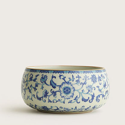 Ruyao Tea Washer Blue White Twig Flowers 1000ml Celadon