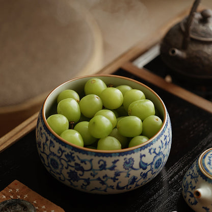 Ruyao Tea Washer Blue White Twig Flowers 1000ml Celadon