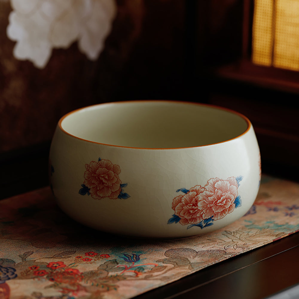 Ruyao Porcelain Tea Washer - Hibiscus Ru Ware Glaze Bowl