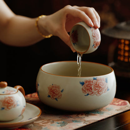 Ruyao Porcelain Tea Washer - Hibiscus Ru Ware Glaze Bowl
