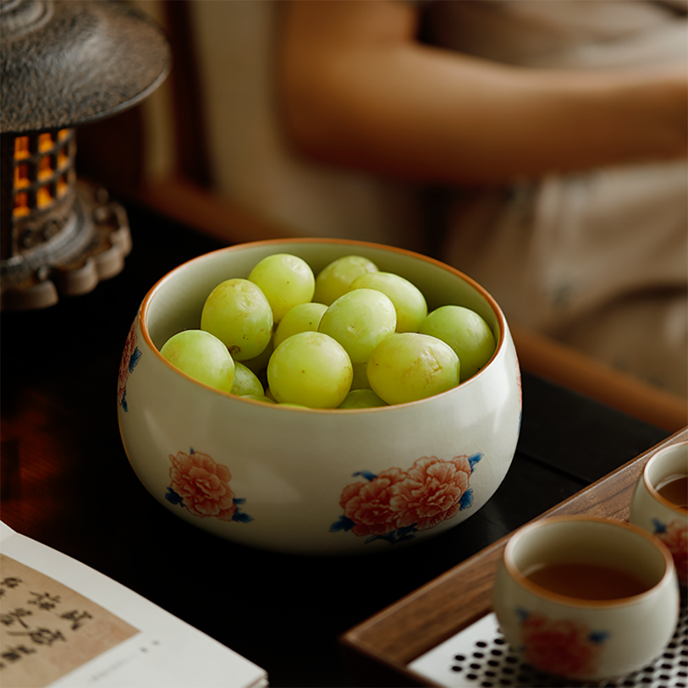 Ruyao Porcelain Tea Washer - Hibiscus Ru Ware Glaze Bowl