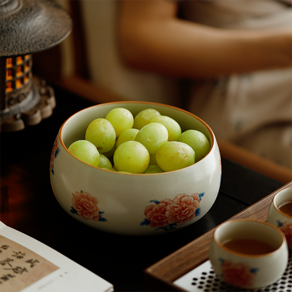 Ruyao Porcelain Tea Washer - Hibiscus Ru Ware Glaze Bowl