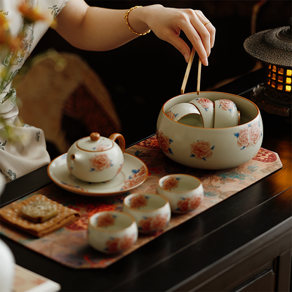 Ruyao Porcelain Tea Washer - Hibiscus Ru Ware Glaze Bowl