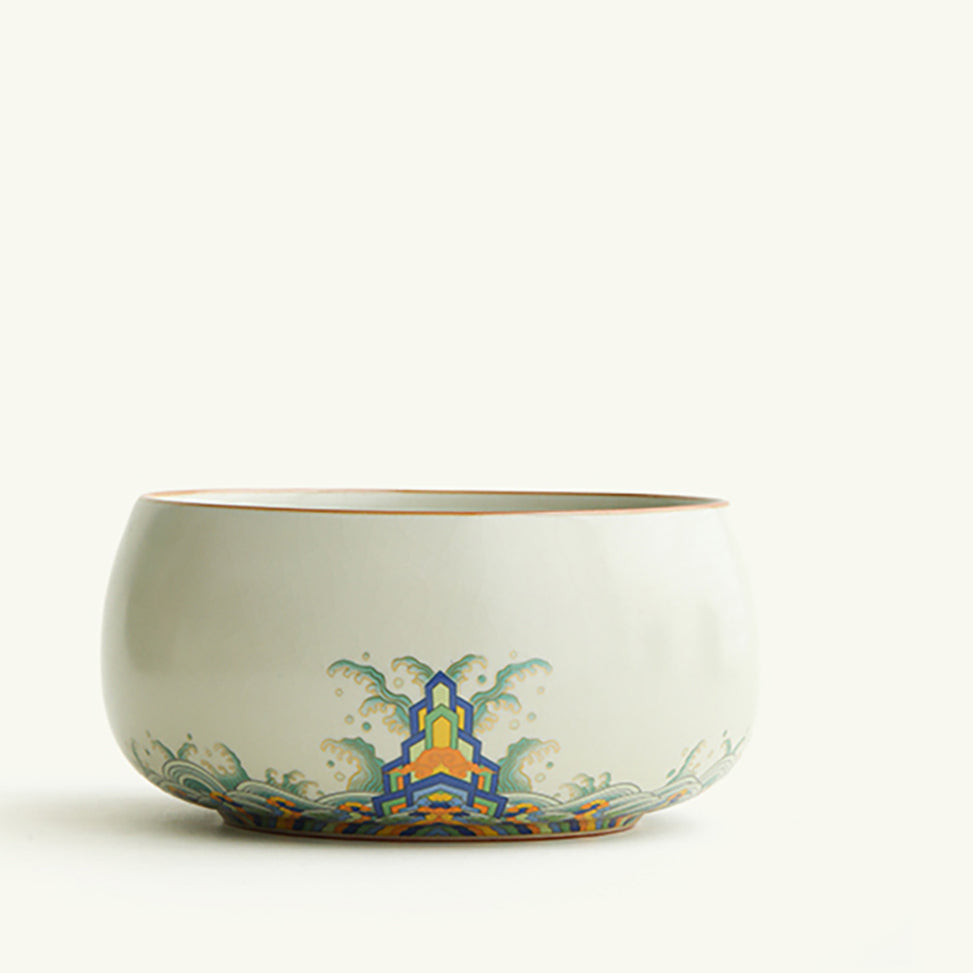 Ruyao Porcelain Tea Washer | Waves & Cliffs Ice Crackle Glaze Gongfu Tea Rinser
