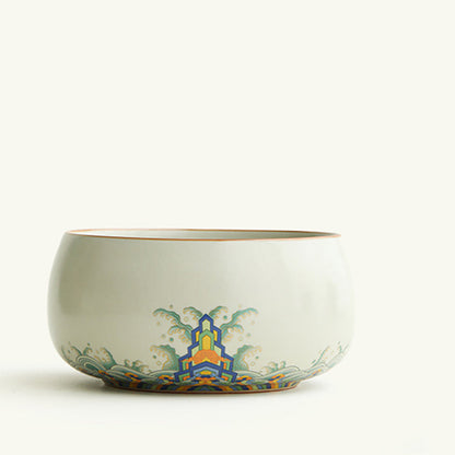 Ruyao Porcelain Tea Washer | Waves & Cliffs Ice Crackle Glaze Gongfu Tea Rinser