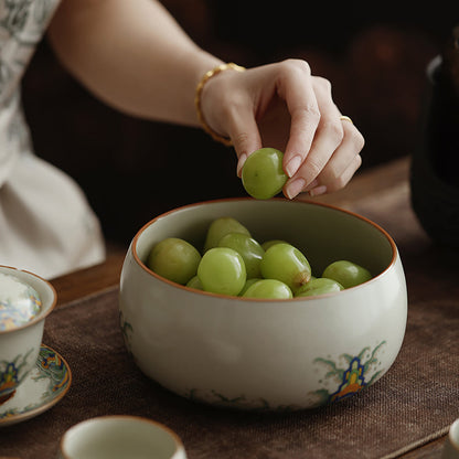 Ruyao Porcelain Tea Washer | Waves & Cliffs Ice Crackle Glaze Gongfu Tea Rinser