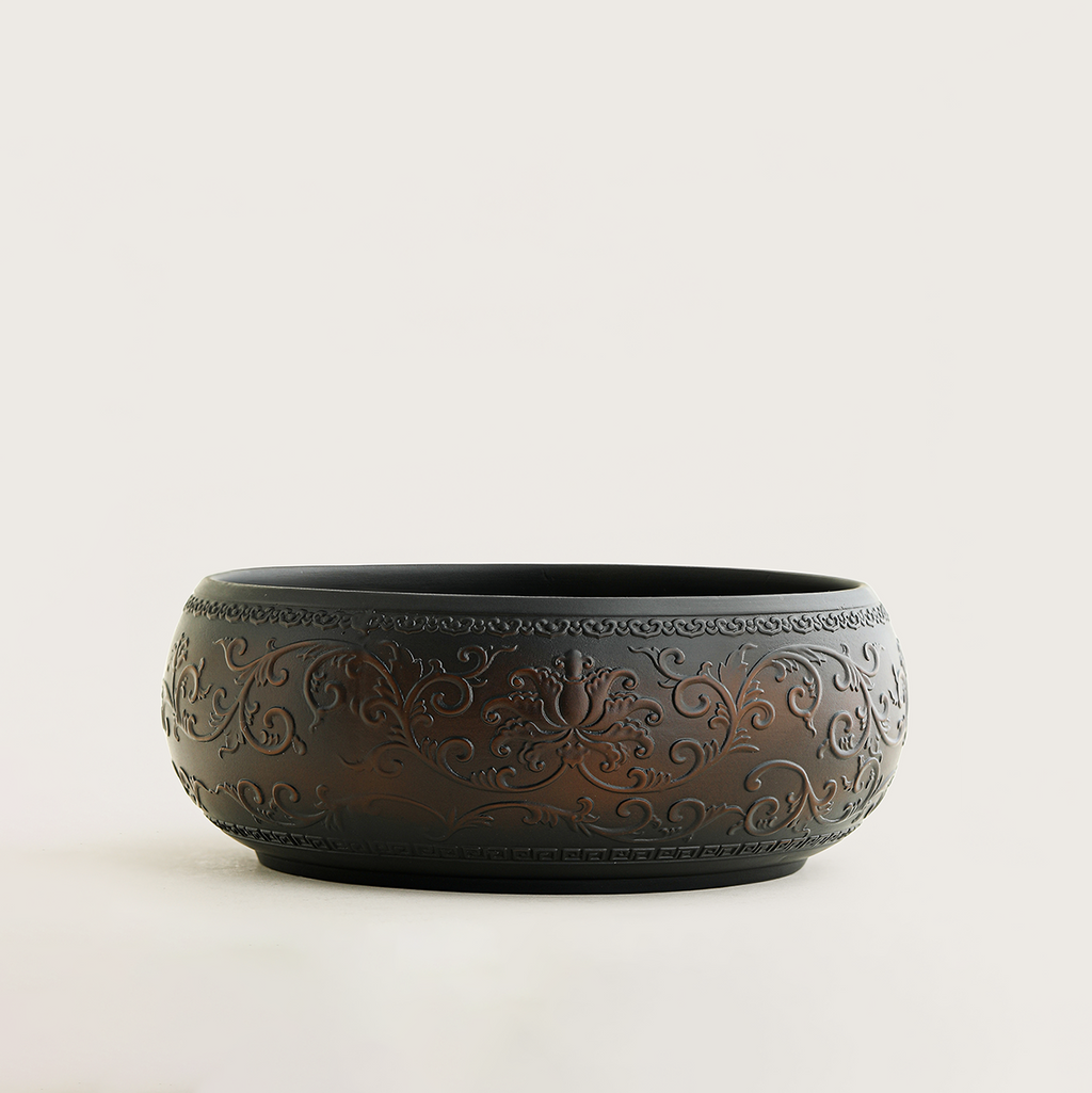 Purple Clay Tea Washer Bowl with Lotus Relief