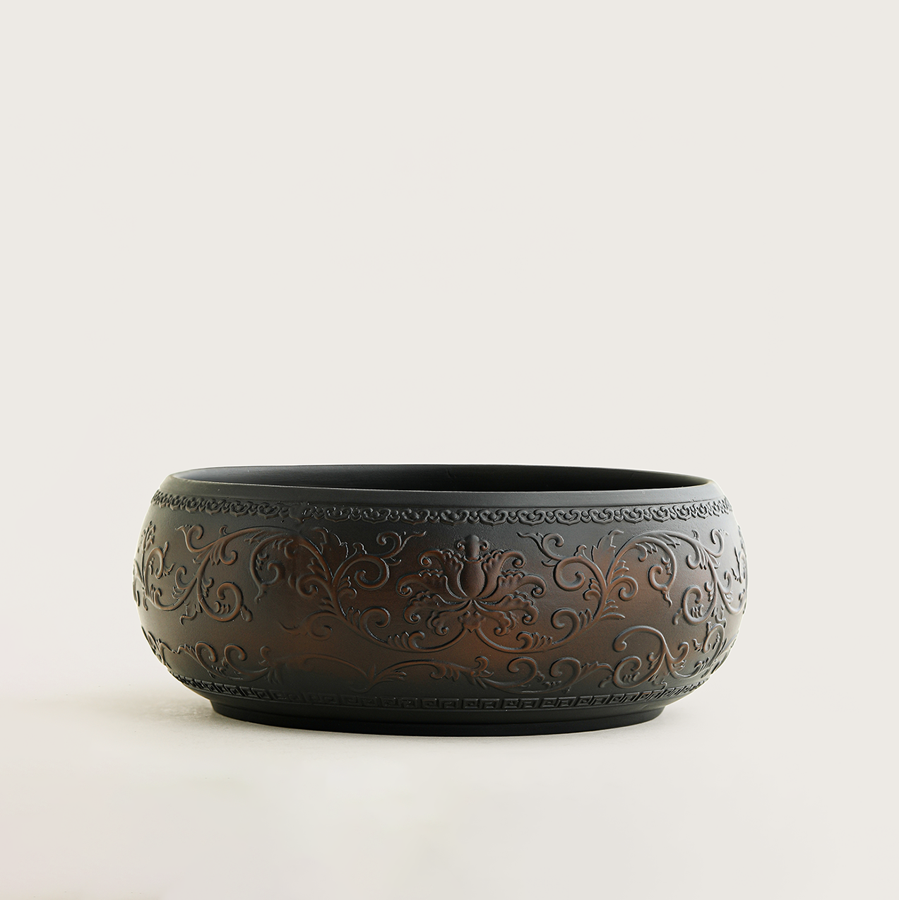 Purple Clay Tea Washer Bowl with Lotus Relief