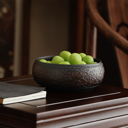Purple Clay Tea Washer Bowl with Lotus Relief