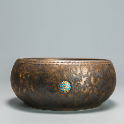 Tea Washer Coarse Pottery Enamel Daisy 1500ml Bowl