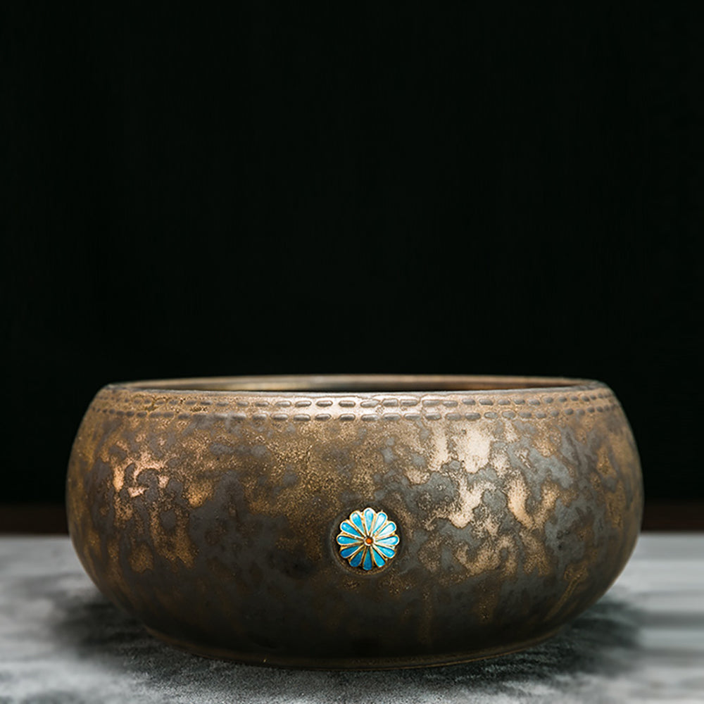 Tea Washer Coarse Pottery Enamel Daisy 1500ml Bowl