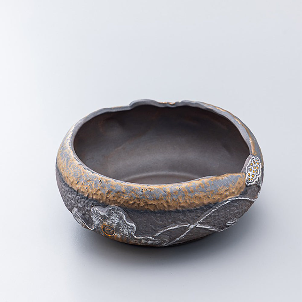 Tea Washer Coarse Pottery Lotus Gilded Glaze – 2000ml
