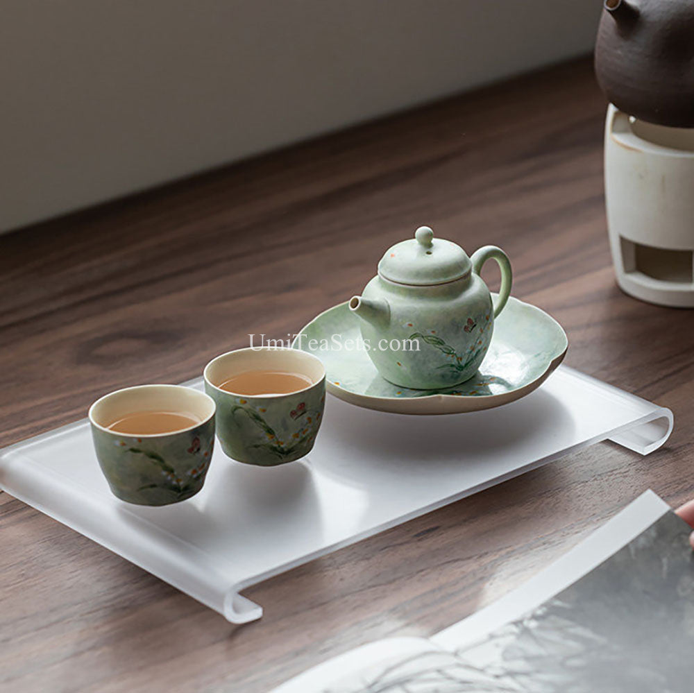 Hand-Painted Orchid Butterfly Ceramic Tea Set Gift