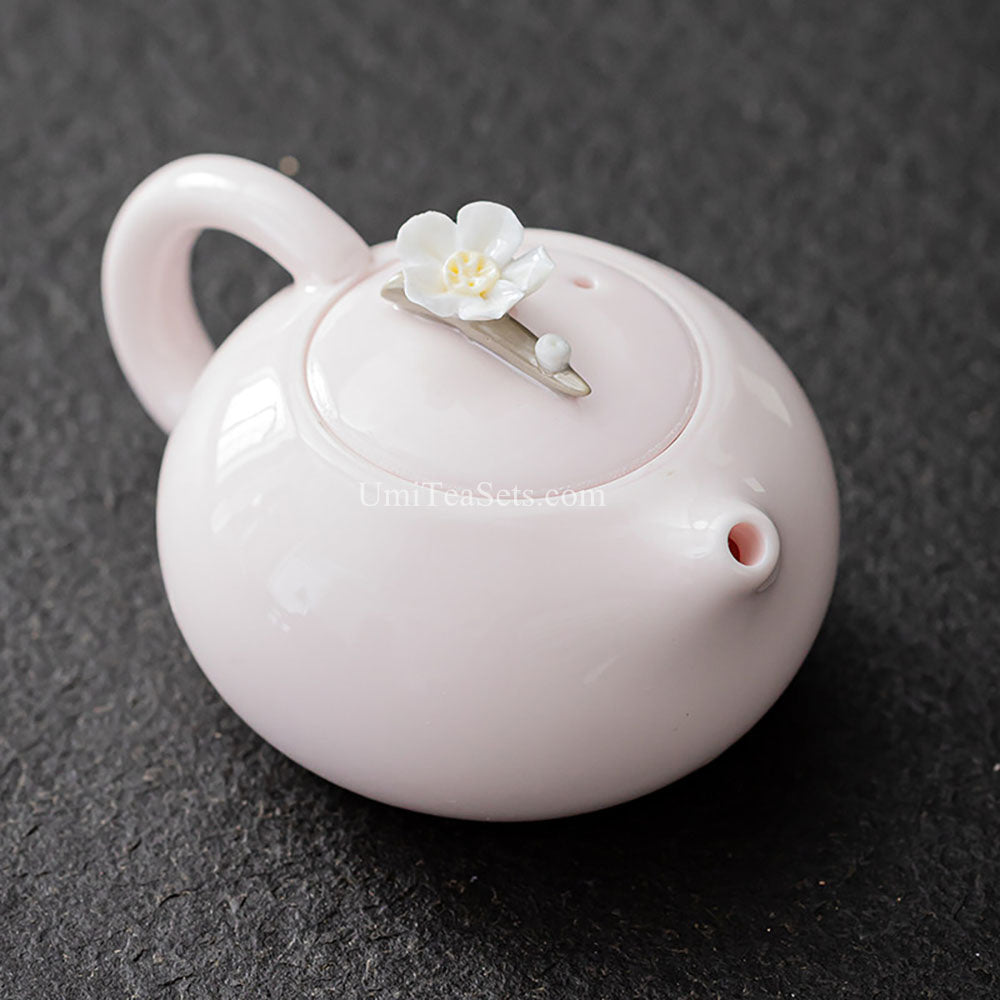Porcelain Tea Set Pink Jasmine Gaiwan 6 Cups Utensils Gift