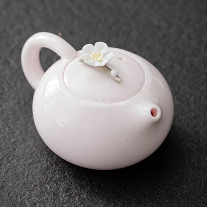 Porcelain Tea Set Pink Jasmine Gaiwan 6 Cups Utensils Gift