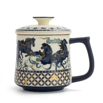 Ceramic Tea Cup with Infuser & Lid – Galloping Horse