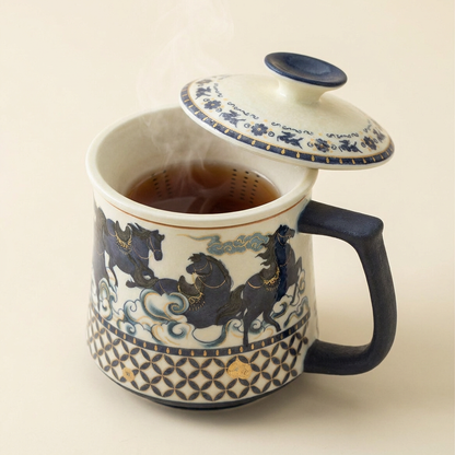 Ceramic Tea Cup with Infuser & Lid – Galloping Horse