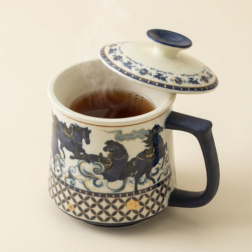 Ceramic Tea Cup with Infuser & Lid – Galloping Horse