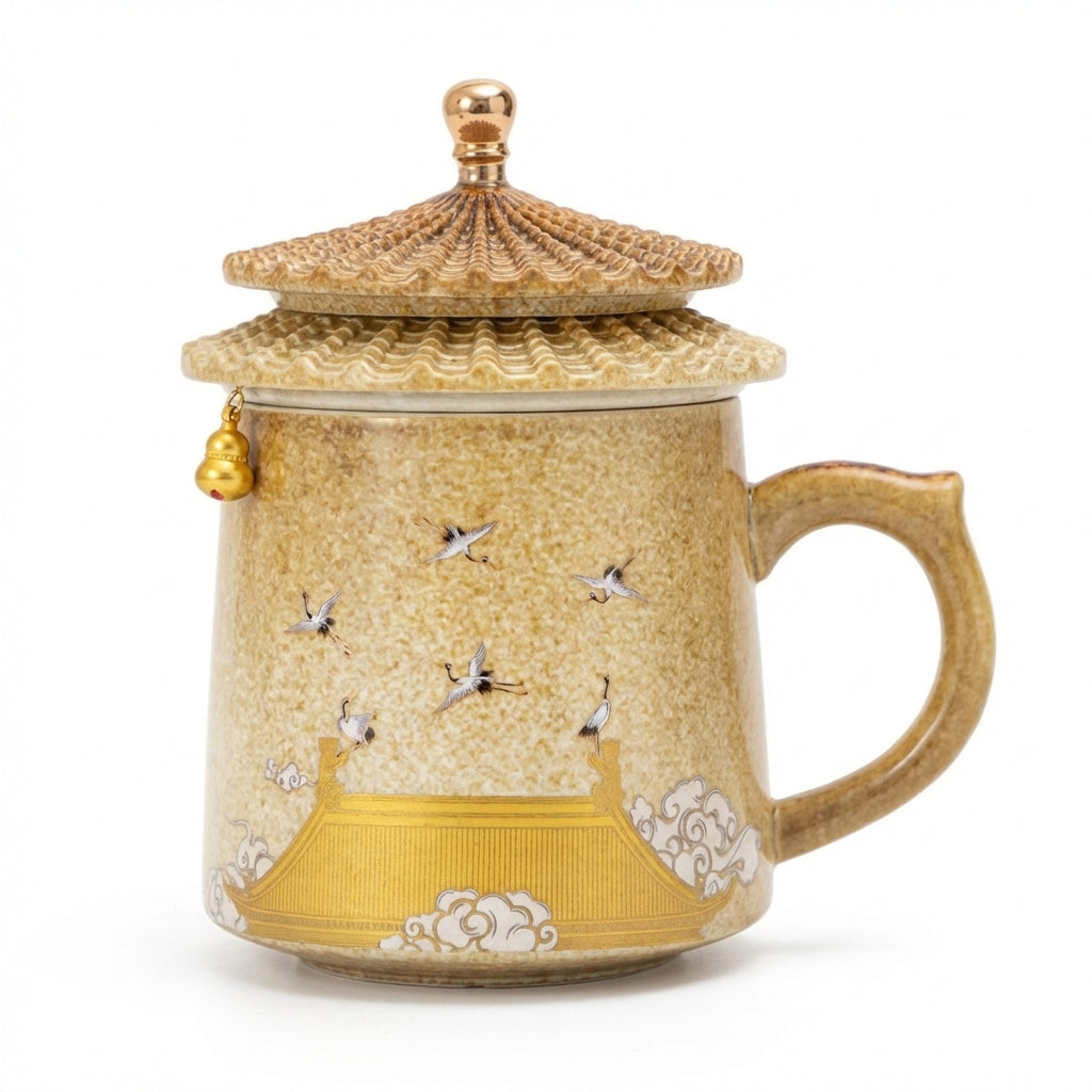 Palace Museum Teacup Auspicious Crane | Ceramic Infuser Cup