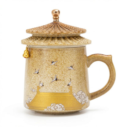 Palace Museum Teacup Auspicious Crane | Ceramic Infuser Cup