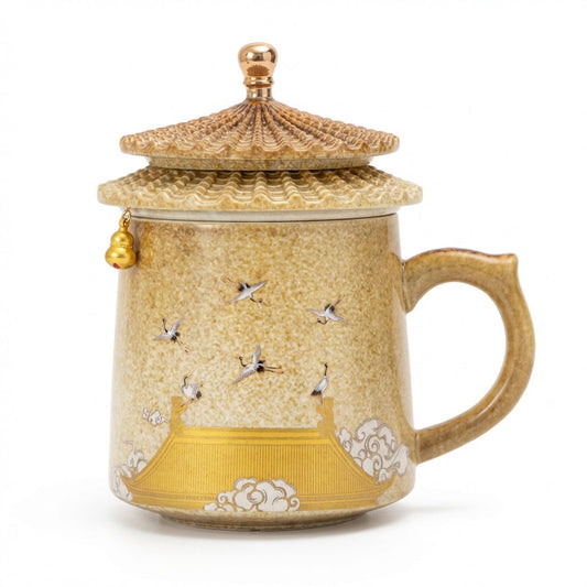 Palace Museum Teacup Auspicious Crane | Ceramic Infuser Cup