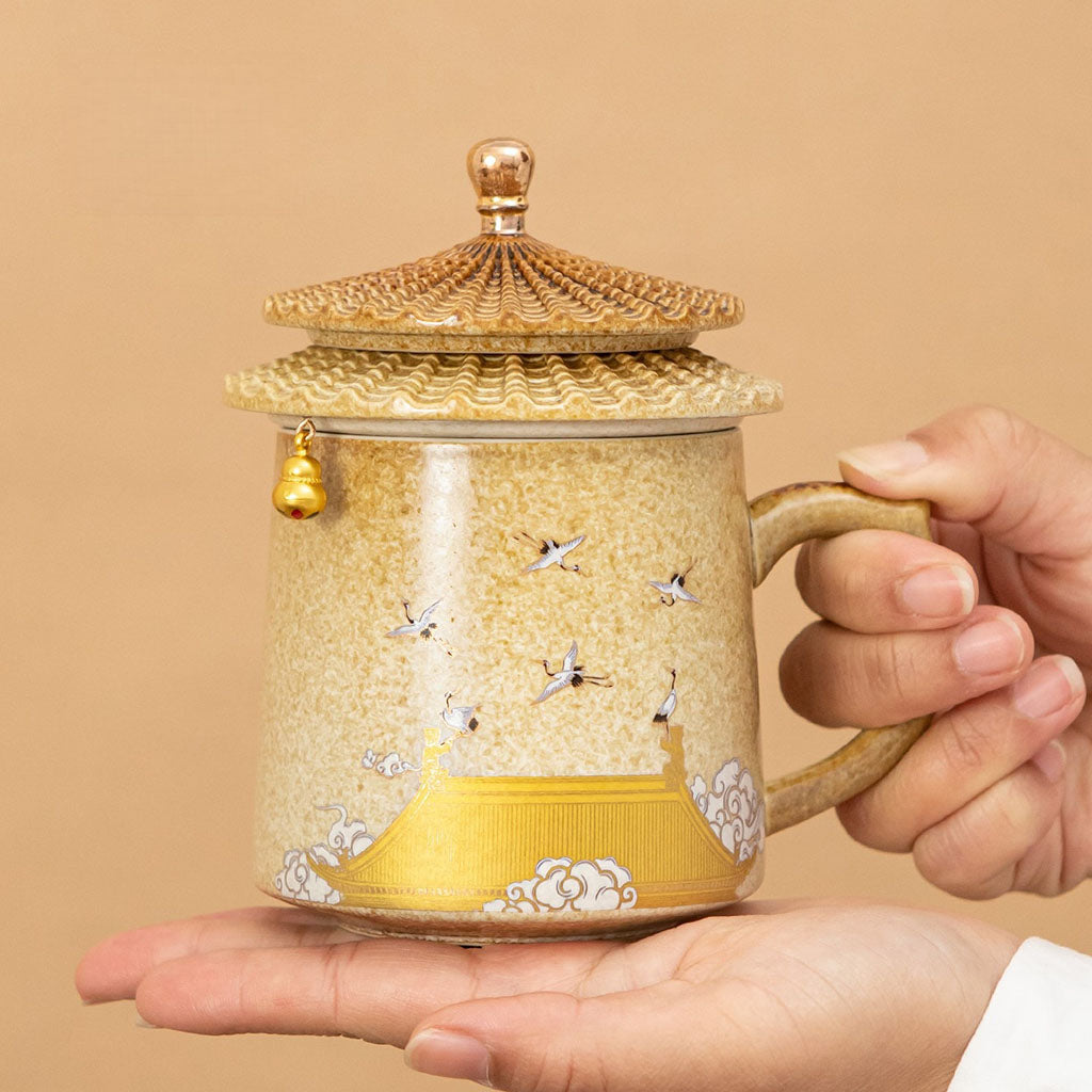 Palace Museum Teacup Auspicious Crane | Ceramic Infuser Cup