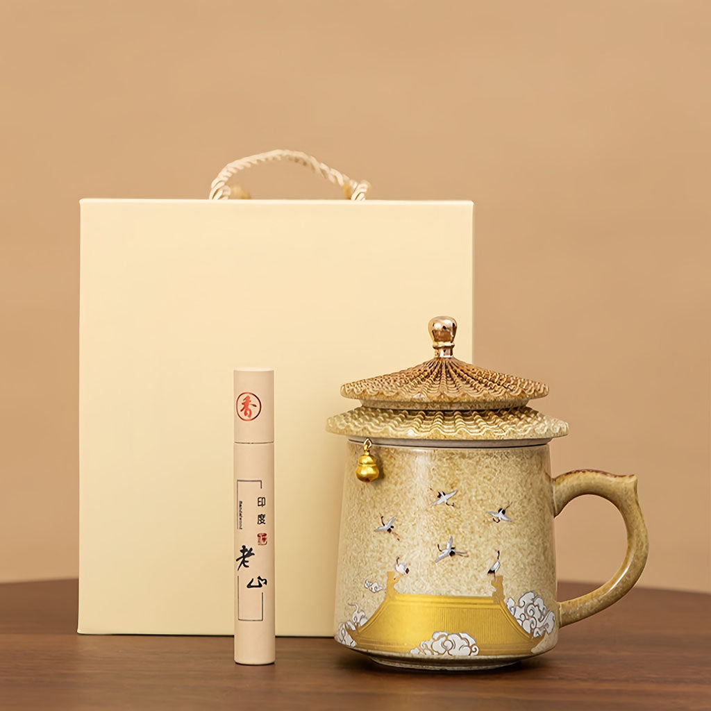Palace Museum Teacup Auspicious Crane | Ceramic Infuser Cup