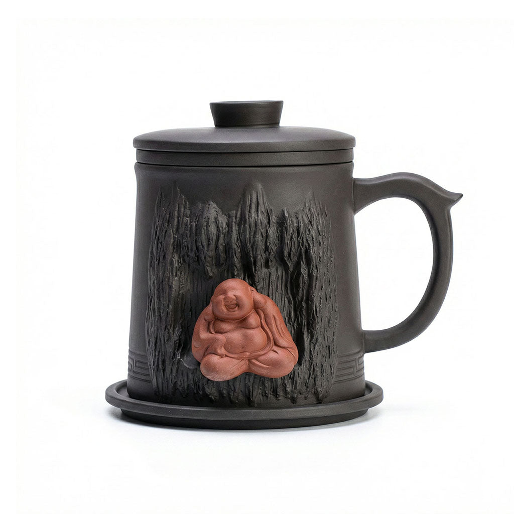 Purple Clay Tea Cup with Infuser & Lid – Maitreya Buddha 400ml