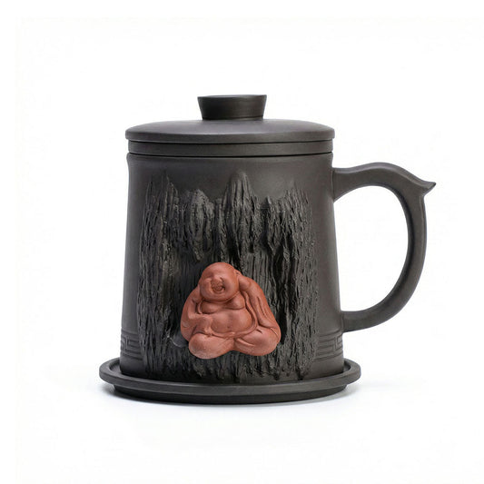 Purple Clay Tea Cup with Infuser & Lid – Maitreya Buddha 400ml