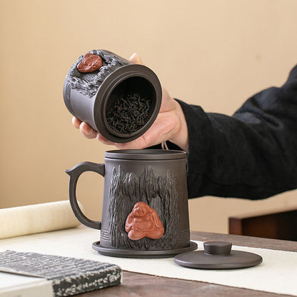 Purple Clay Tea Cup with Infuser & Lid – Maitreya Buddha 400ml