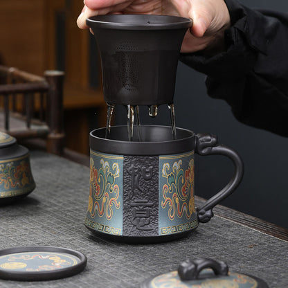 Purple Clay Tea Cup with Infuser Yixing Ruyi 350ml