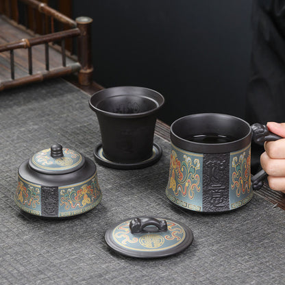 Purple Clay Tea Cup with Infuser Yixing Ruyi 350ml