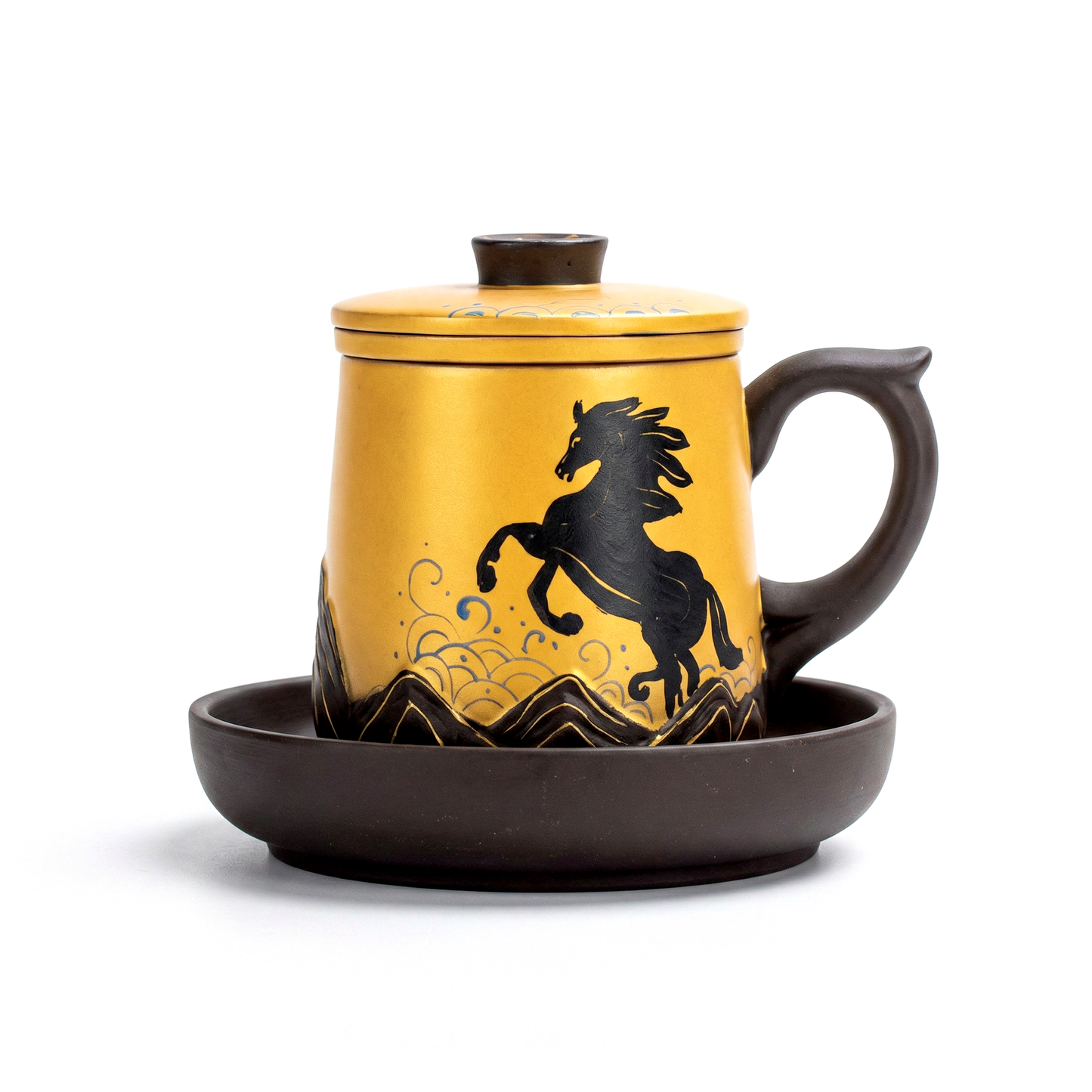 Purple Clay Tea Cup Set Galloping Horses – 400ml Infuser & Host Cup