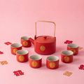 Wedding Tea Set Double Happiness Ceramic 1 Pot 8 Cups Tray