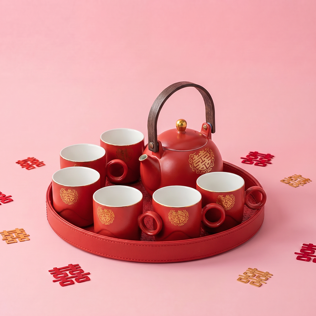 Wedding Tea Set Double Happiness Ceramic Gift Set