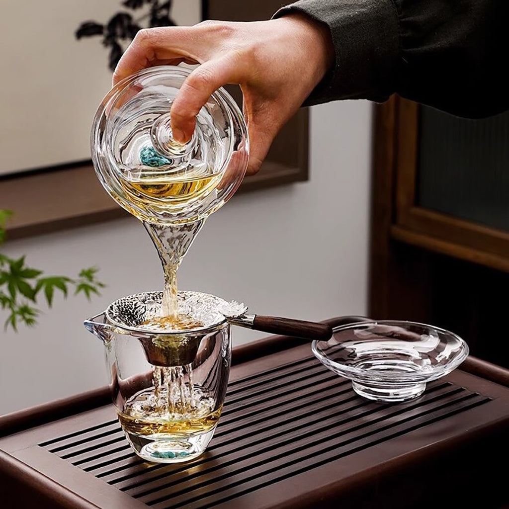 Glass Gaiwan Tea Set Turquoise Borosilicate 10-Piece Gift