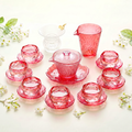 Glass Tea Set Pink Ice Crystal Gaiwan 8 Cups Saucers Fair Cup