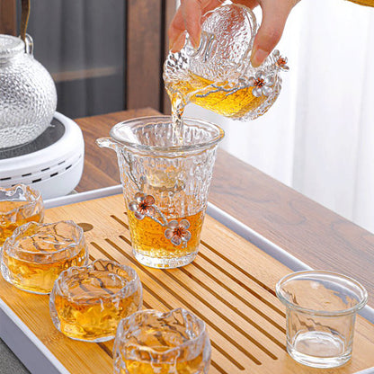 Glass Tea Set Gongfu Borosilicate Silver Plum Blossom 15pc