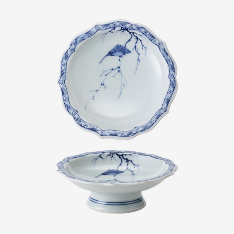Japanese Ceramic Plate – Arita Ware Edanagi Blue Bird